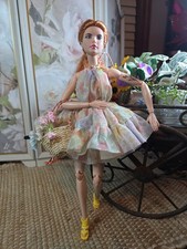 Barbie 11.5 Doll Dress Pastel Flower Print Halter Dress With Flowers