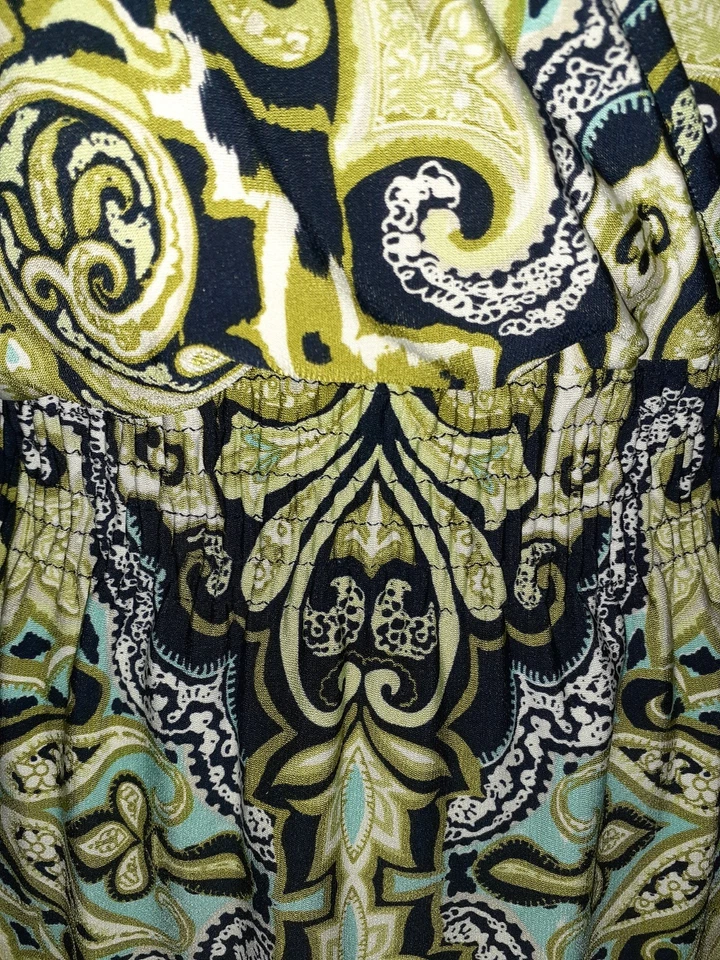 Vestido EN FOCUS Talla Grande 16W Línea A Negro Verde Azul Manga Corta Tejido Elástico Foto 4 de 4