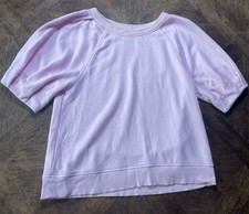 Loft Womens Pink Sweater Pullover Short Ruffle Sleeve Blouse XS EUC
