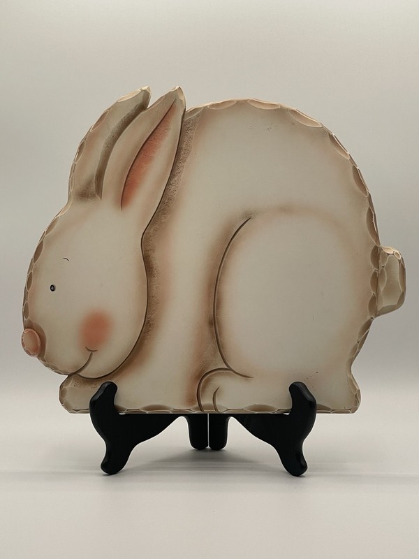 Easter Bunny Lazy Susan Wood Turntable Tray Hand Painted Rabbit Spring Decor