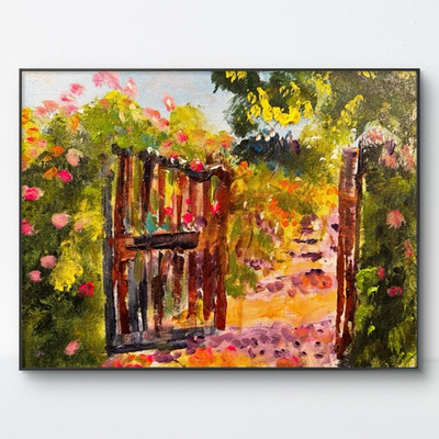 #ad Original Abstract Expressionism 11x14 Flowers Handmade Signed Living Room 172 $225.00