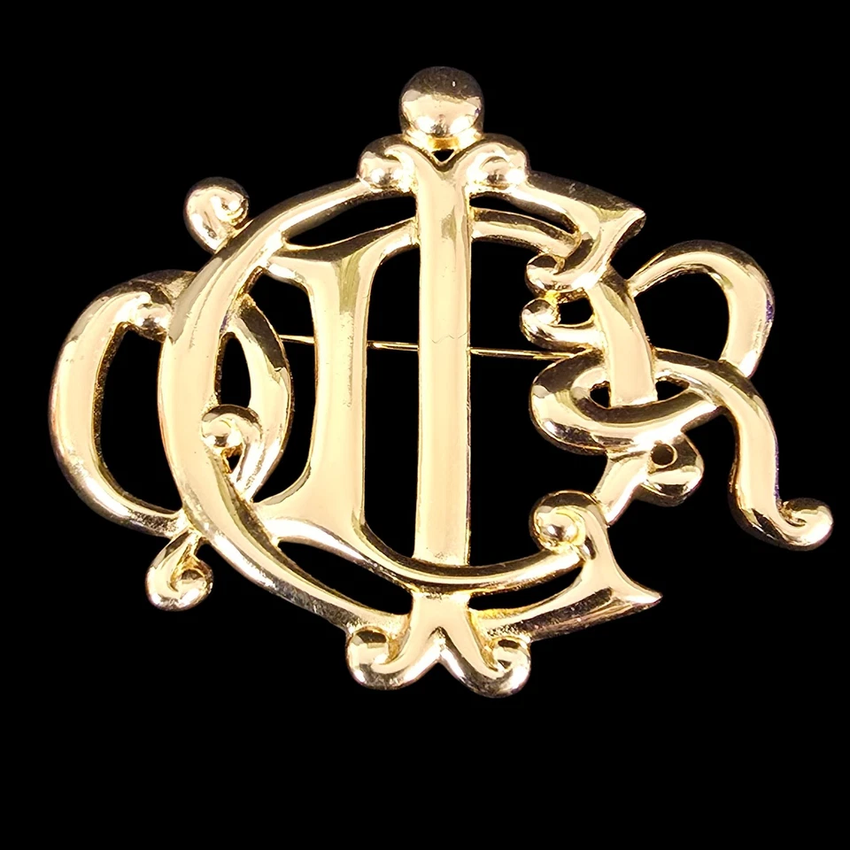 Christian Dior Brooch Emblem Gold Tone Vtg Germany - Image 2 of 4