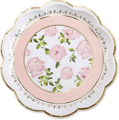 Vintage Floral Tea Party 9 in. Premium Decorative Paper Plates | Party Supplies