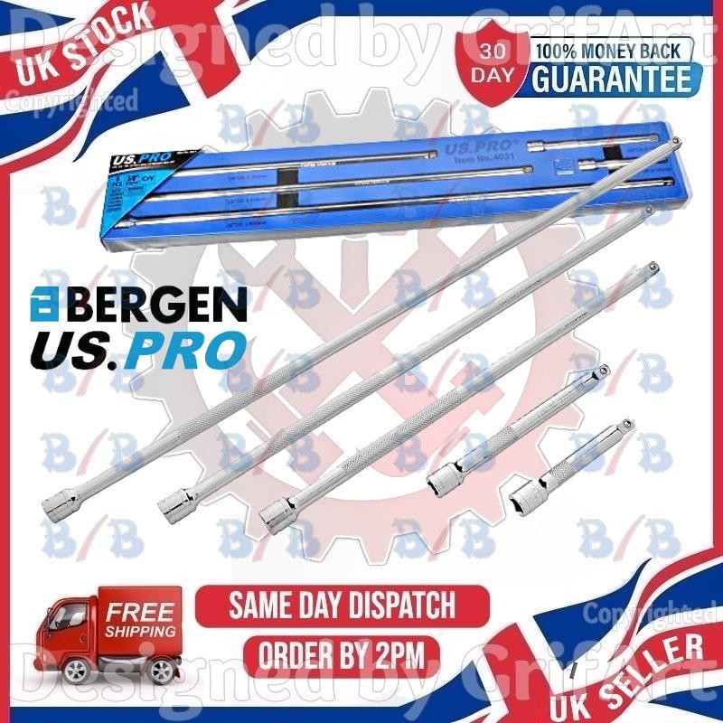 US PRO 5PC 3/8"" DRIVE SOCKET EXTENSION BARS EXTRA LONG SET 100MM-600MM MECHANICS