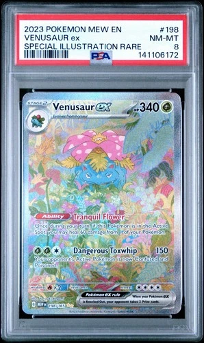 2023 POKEMON MEW EN-151 SPECIAL ILLUSTRATION RARE #198 VENUSAUR EX PSA 8
