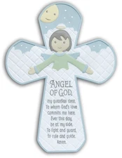 Abbey Gift Angel of God Baby Cross with Easel,Plates & Plaques