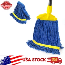Heavy Duty String Mop 57" Handle + 2 Refill Heads for Floor Cleaning - Free Ship