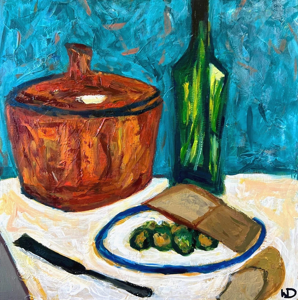 ORIGINAL OIL PAINTING NEW 43cm X 43cm Fruit STILL LIFE SKETCH ART By Artist - image 2 of 4