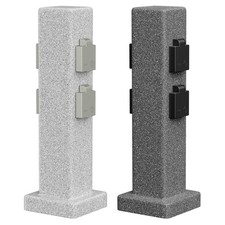 Garten Steckdosensäule POCK für außen, IP44, 4-fach, grau (Stein-Optik) ,