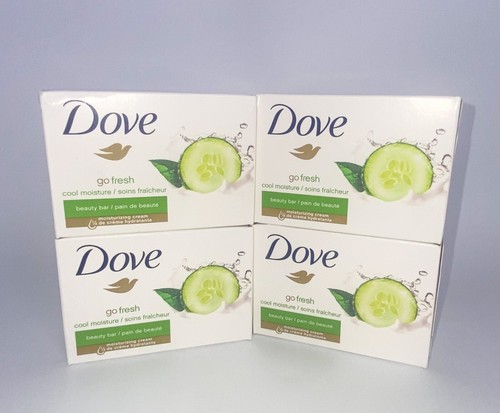 Dove Lot of 4 Go Fresh Beauty Bar Cream Soap Cucumber Cool Moisture