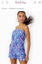 Lilly Pulitzer Jace Strapless Romper Boca Blue It  s A Sailabration Medium NWT