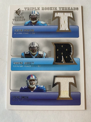 2007 UD Threads Calvin Johnson, Dwayne Jarrett, Steve Smith Triple RC #TRT-JJS