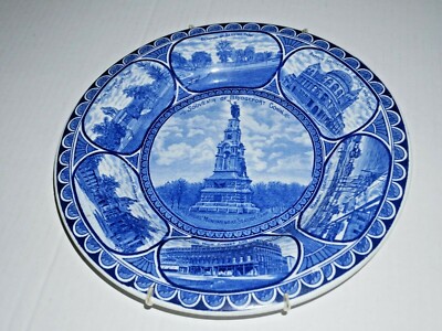 Rowland & Marsellus England Antique Flow Blue Bridgeport CT display plate