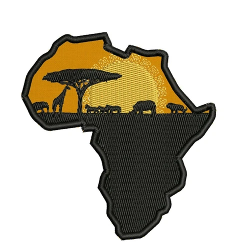 Africa African Embroidered Patch Iron-On Nature Applique Wildlife Lions Giraffe