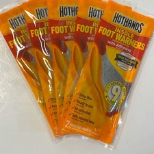 5 PAIRS OF HOTHANDS INSOLE FOOT WARMERS UP TO 9 HOURS OF HEAT, ODOR ABSORBING