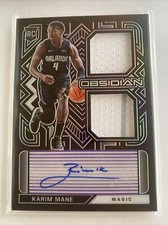 Karim Mane 2020 Obsidian Basketball Purple Electric Etch Dual Patch Auto /35 RC!