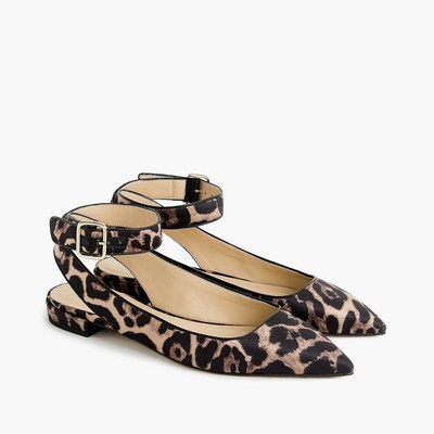 leopard ankle strap flats