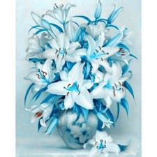 Paint By Numbers Adults kids Blue Flower In Vase DIY Painting Kit 40x50CM Canvas