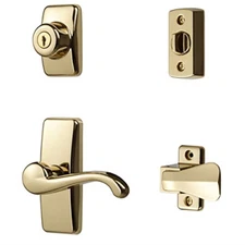 Ideal Security Door Lever with Deadbolt Lock for Storm and Screen Doors, Bright