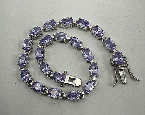 Sterling Silver .925 ~ 4mm x 6mm ~ Oval Lavender CZ ~ 7 1/2" Tennis Bracelet - Picture 7 of 7