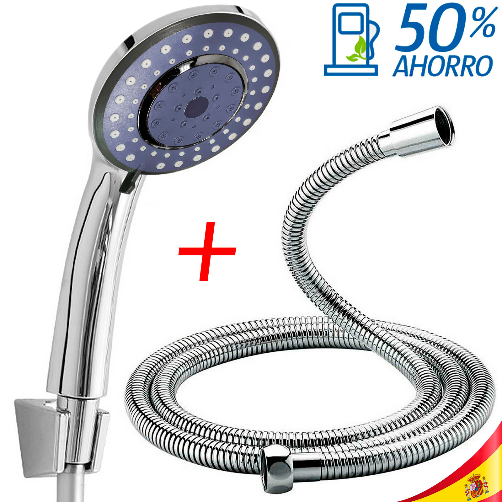 MANGO DE DUCHA ALCACHOFA TELEFONO + MANGUERA FLEXO FLEXIBLE COLORES A ELEGIR