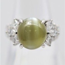 Gem Cats-Eye Chrysoberyl Diamond Platinum Ring 10.37CTW