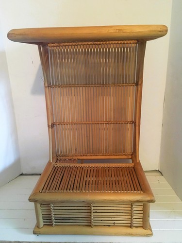 Vintage Bamboo Boho Lap Table Breakfast Bed Writing Serve Tray Magazine Pocket - Picture 6 of 8