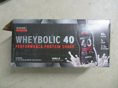 (12) GNC Amplified Wheybolic Performance 40 Protein Shake Vanilla 14 Oz Each @O
