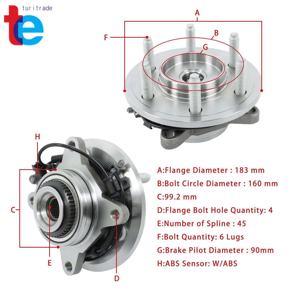 For Ford F-150 2011 2012 2013 2014 4WD Front Wheel Bearing Hub Assembly ...