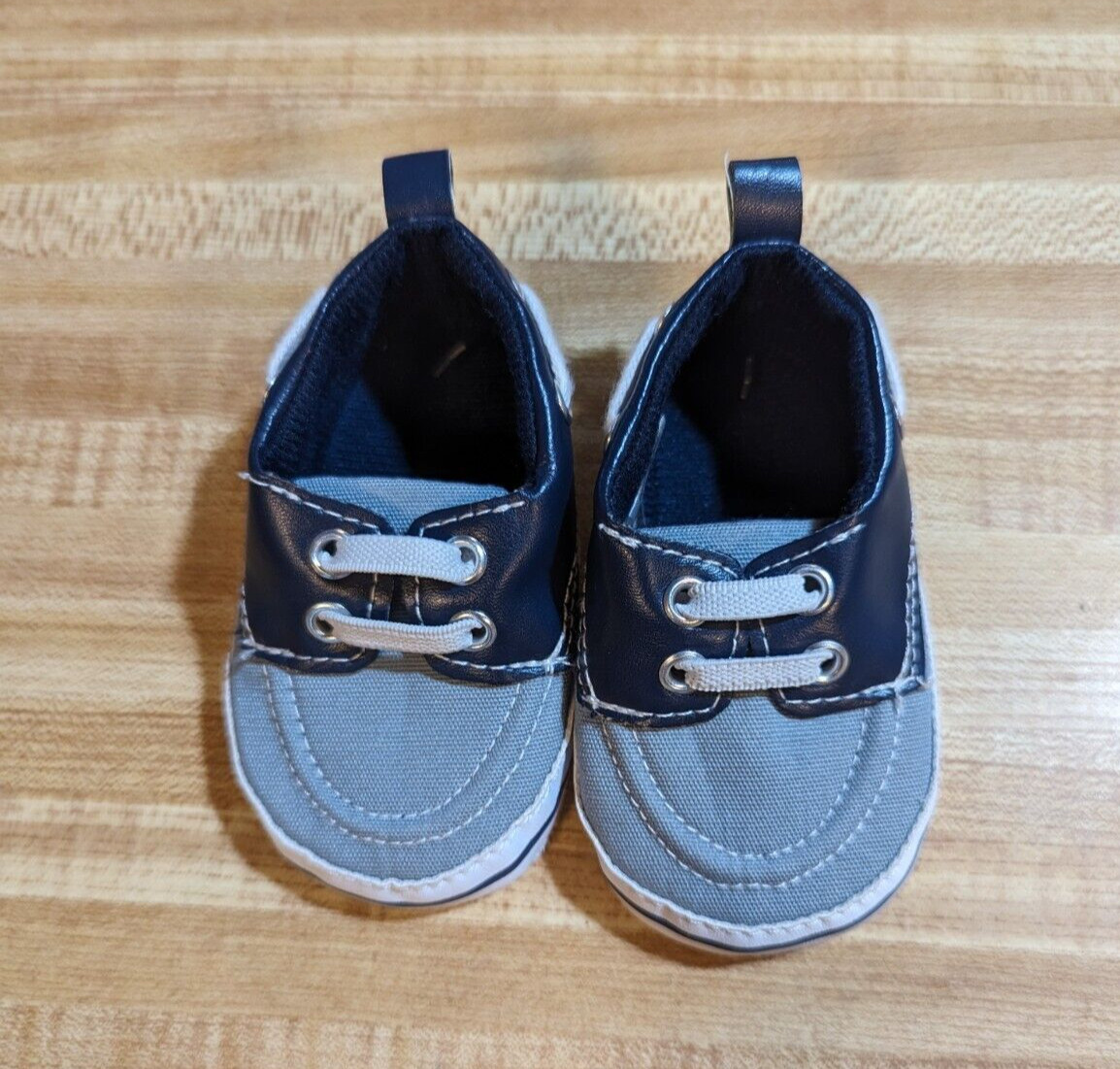 Hudson Baby Boy Size 0-3 Months Canvas Blue Soft Sole Crib Shoes