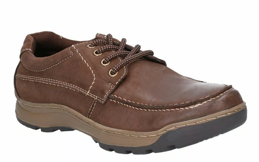 Hush Puppies Tucker Mens Brown Casual Lace Up Smart Leather Shoes