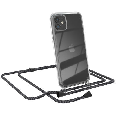 EAZY CASE für Apple iPhone 11 Hülle mit Band Handykette Silikon Cover Schwarz