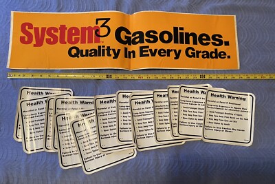 21 VINTAGE Gas Station Pump Warning Stickers + Texaco System 3 Sticker Decals