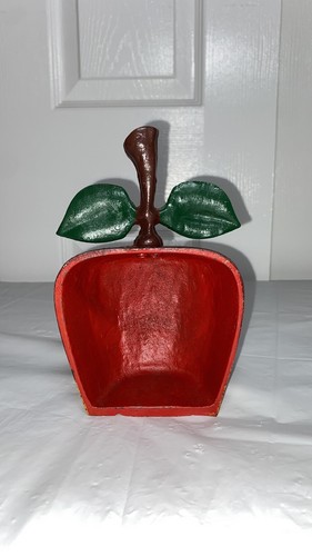 Vtg 1 Cast Iron RED APPLE Door Stop Book End Teacher Gift Home Decor-4.25"x6.75" - Picture 4 of 7