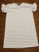 Junior’s Forever 21 Flutter Sleeve Minidress Size S White w/Black Stripes 