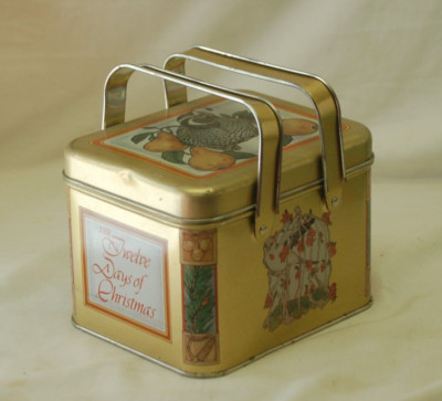 Twelve Days of Christmas Candy Tin Box Storage Container Advertising Xmas