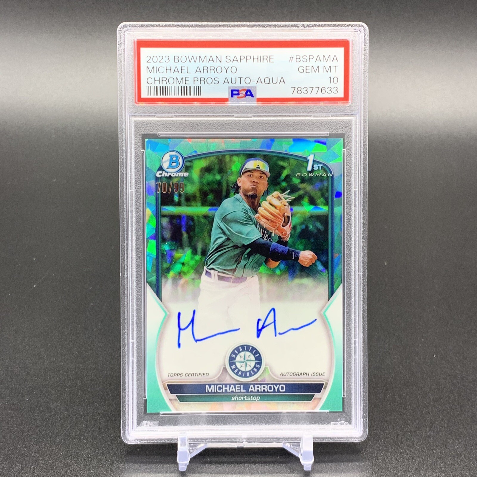 2023 1st Bowman Chrome Sapphire Michael Arroyo Aqua /99 Auto PSA 10 POP 10