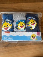 Boys 3 Pack Baby Shark Underpants Briefs Pants 100 Cotton Grey Navy 18-24 months