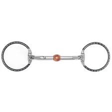 NY Tack 5" Western Fixed Rings Copper Roller Snaffle Horse Bit