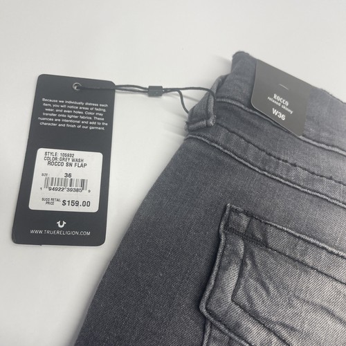 True Religion Herren Rocco SN Flap Relaxed Skinny Jeans Schwarz Denim Gr. 36 x 34 - Bild 8 von 11