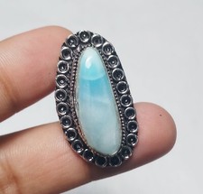 Top Quality Larimar Gemstone Handmade Ring Jewelry Ring Size 4.5 Inches