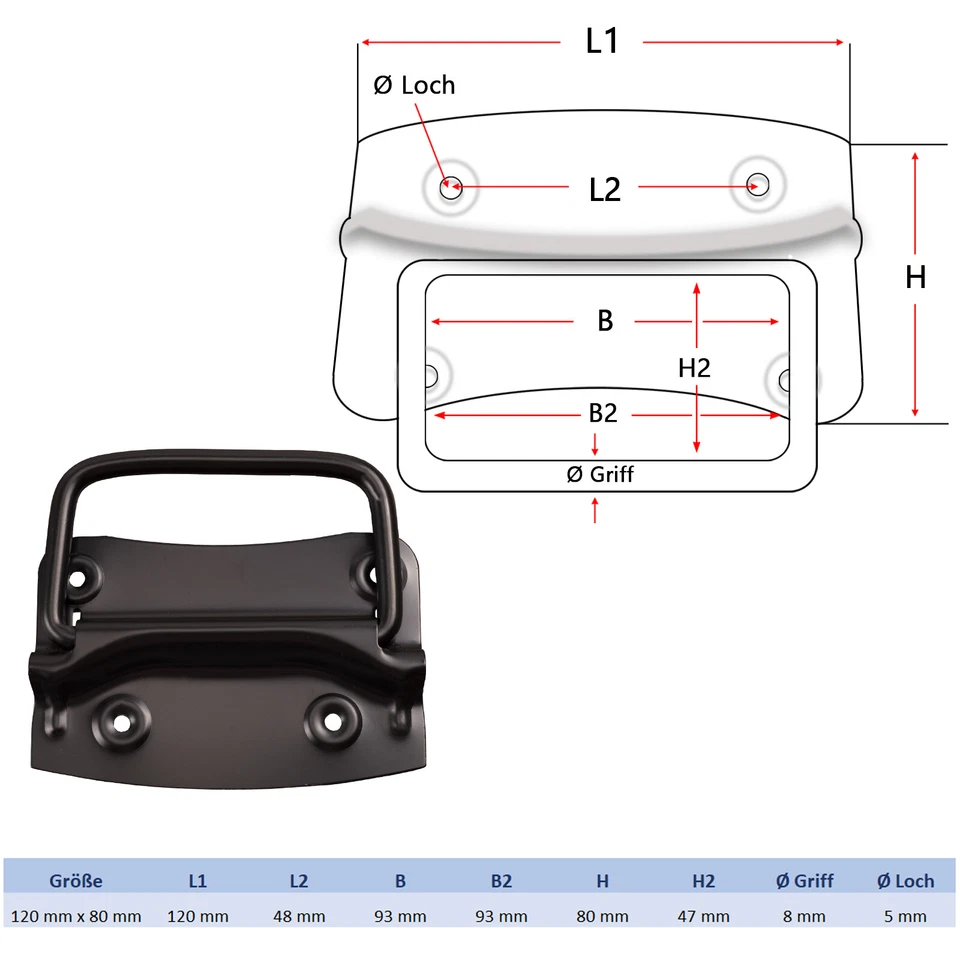 Kistengriff Tragegriff Klappgriff Boxengriff Einlasskistengriff verzinkt Kiste - Bild 3 von 4