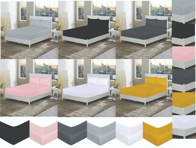 Luxury Microfiber Deep Fitted Sheet 25/30/40cm  Single Double King Super King