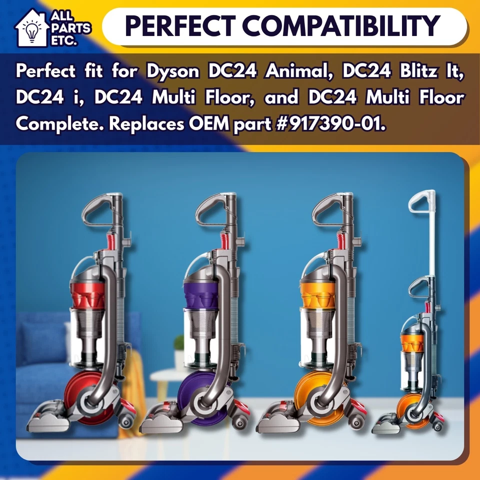 4-Pack Replacement Kit for Dyson DC24 – Brush Roll Bar, End Cap & 2 Filter - Image 3 of 4