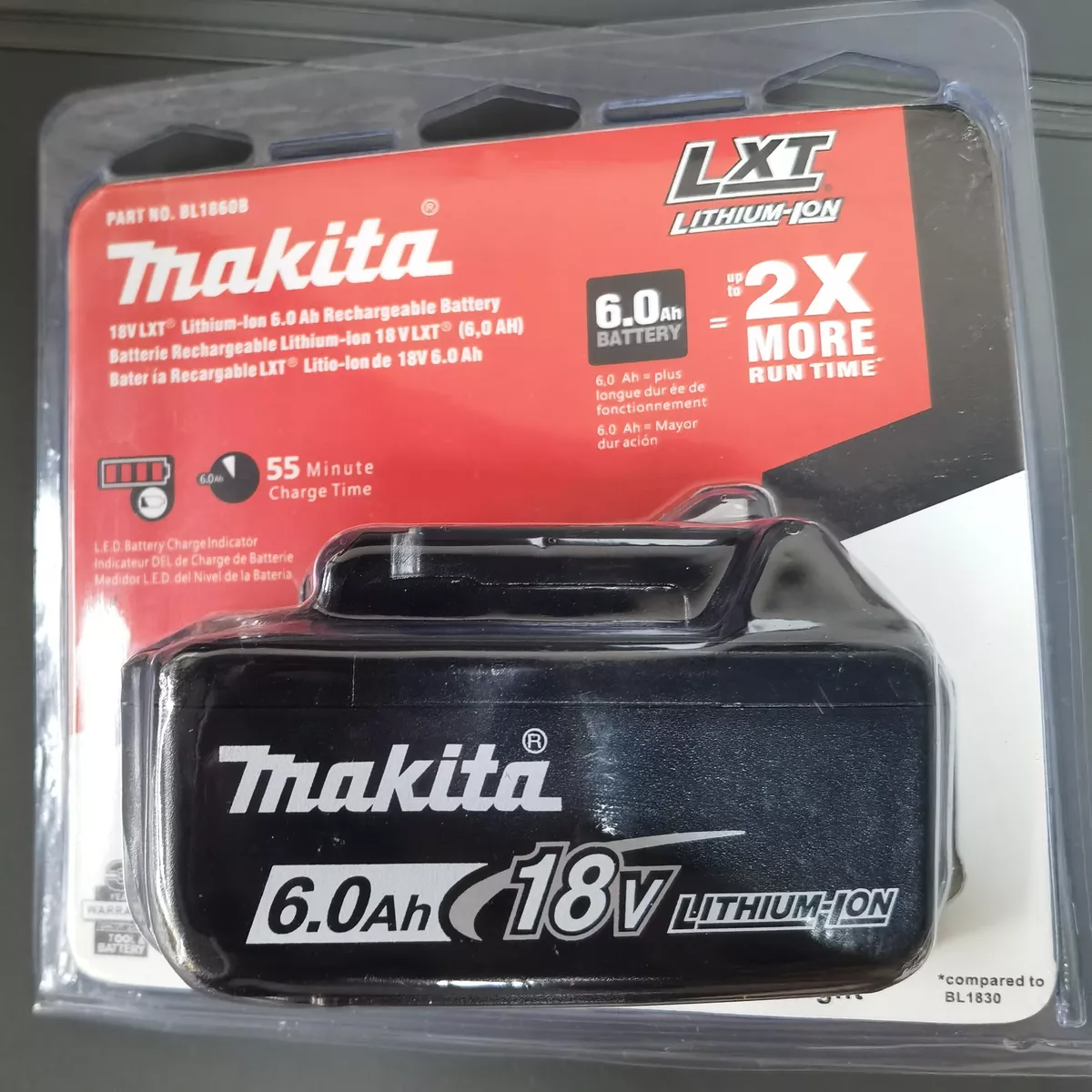 Genuine Makita BL1860B 18V 6.0Ah LXT Li-Ion Battery with Indicator