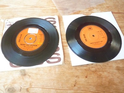 Bob Dylan pair 7''s Rainy Day Women Knockin On Heavens Door both play VGminus