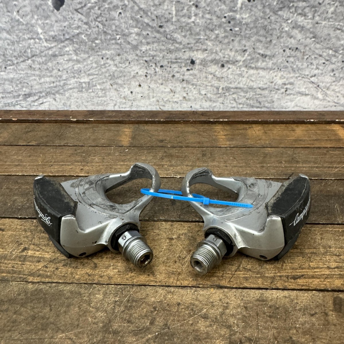 Vintage Campagnolo Clipless Road Bike Pedals Pair Silver Black