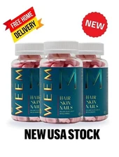 WEEM Hair Skin and Nails Gummies, Vegan biotin Vitamins, Healthy Hair- Pack of 3