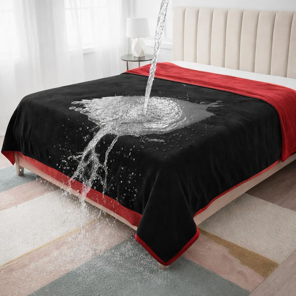 Copriletto Impermeabile per Cani 203x229cm | Comfort Rosso e Nero