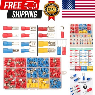 280PCS Crimp Connectors, 2.8mm 4.8mm 6.3mm Male and Female Spade Connector ki...